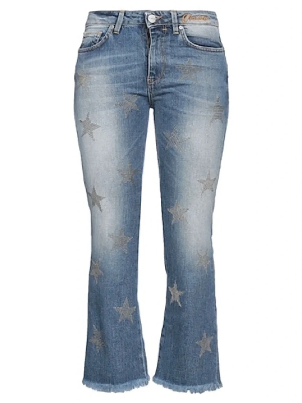 NWT P Jean Christie Celestial Chain Star Kick Crop Flare Jeans Sz 26